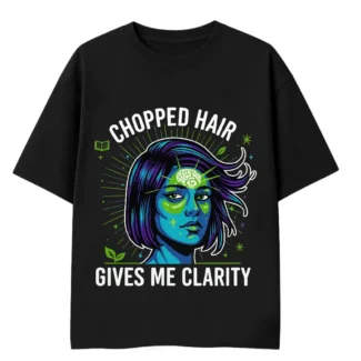 chopped hair bob cut girl tshirt