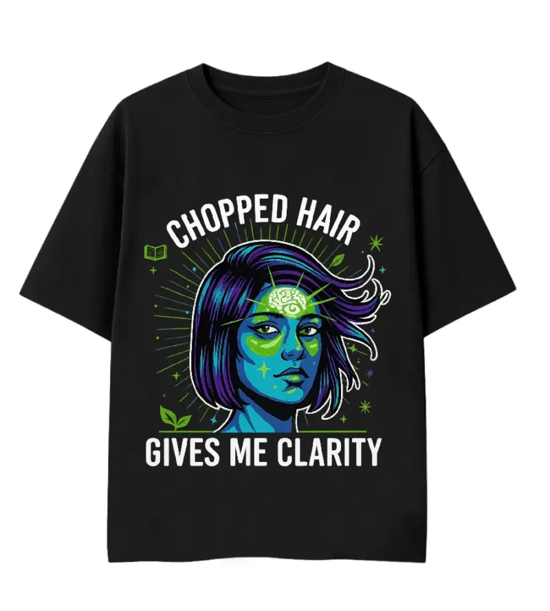 choppedhair Frontside chopped hair bob cut girl tshirt