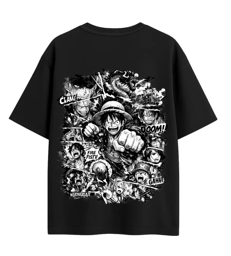 one piece chaos collage backside mockup one piece chaos collage tshirt